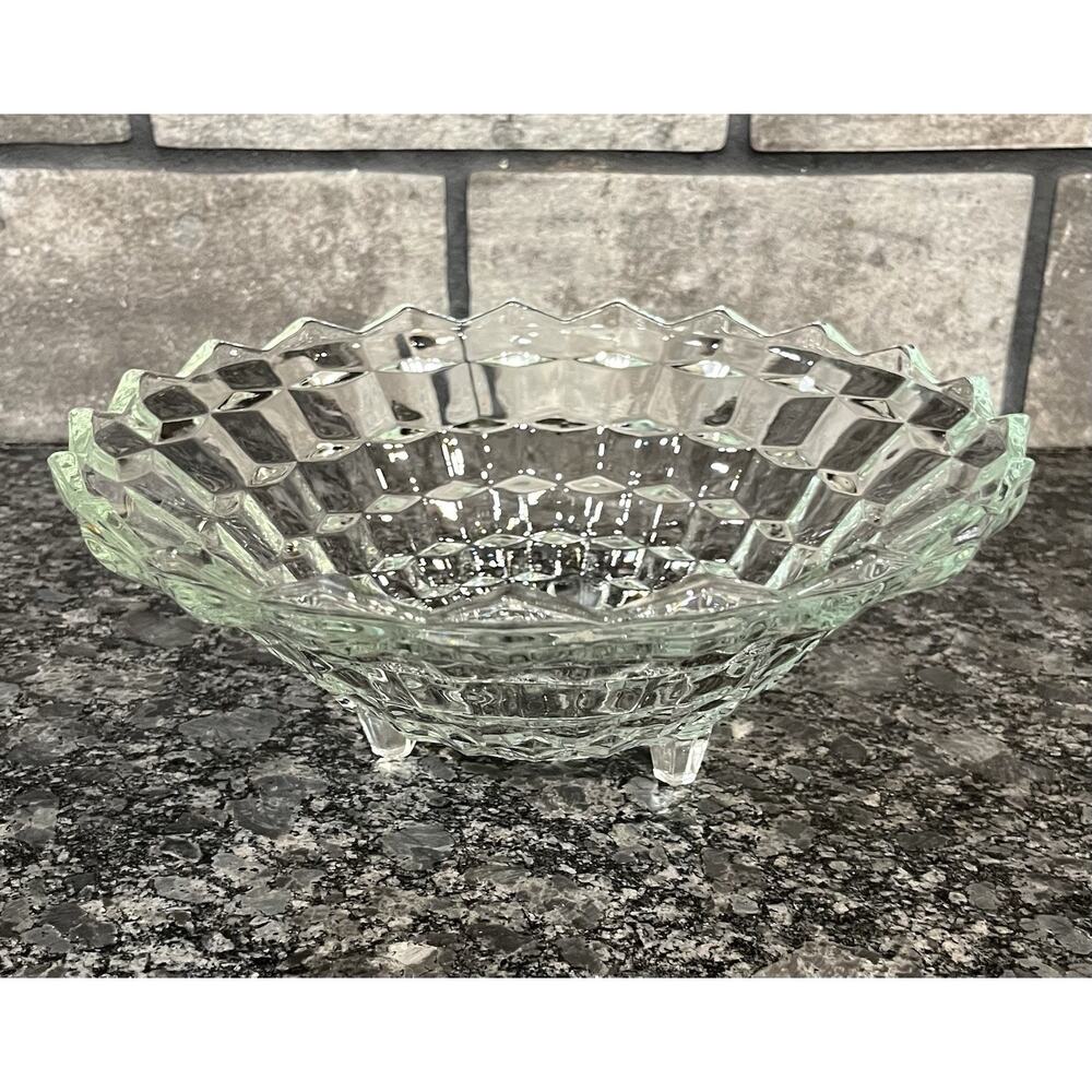 Cubist Footed Fruit Bowl Centerpiece Salad Bowl Colony Whitehall Clear Art Deco